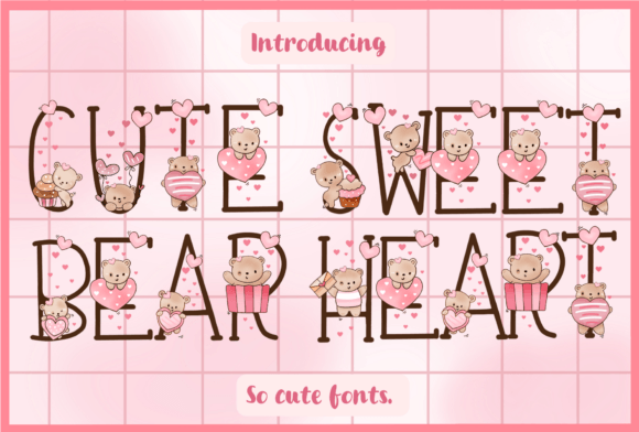 Cute Sweet Bear Heart Font for Branding Projects